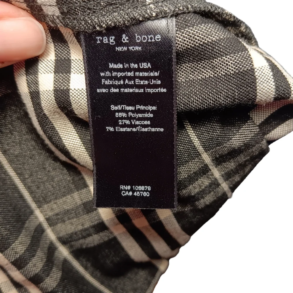 rag & bone Black and Gray Plaid Straight Leg Pants - Picture 7 of 7